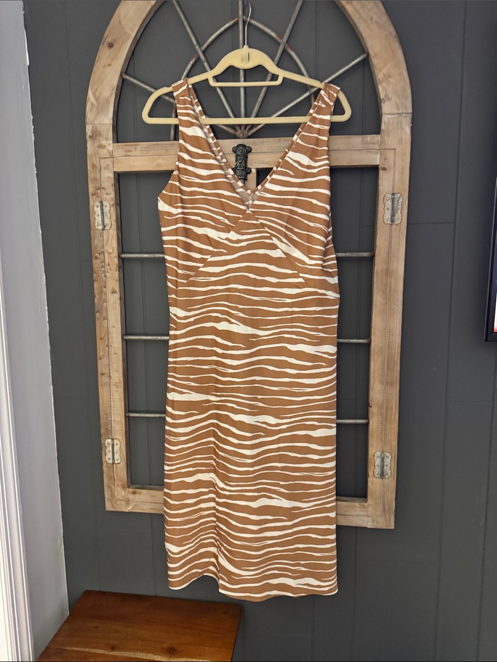 a new day Brown & Cream Zebra-Print V-Neck Midi Dress